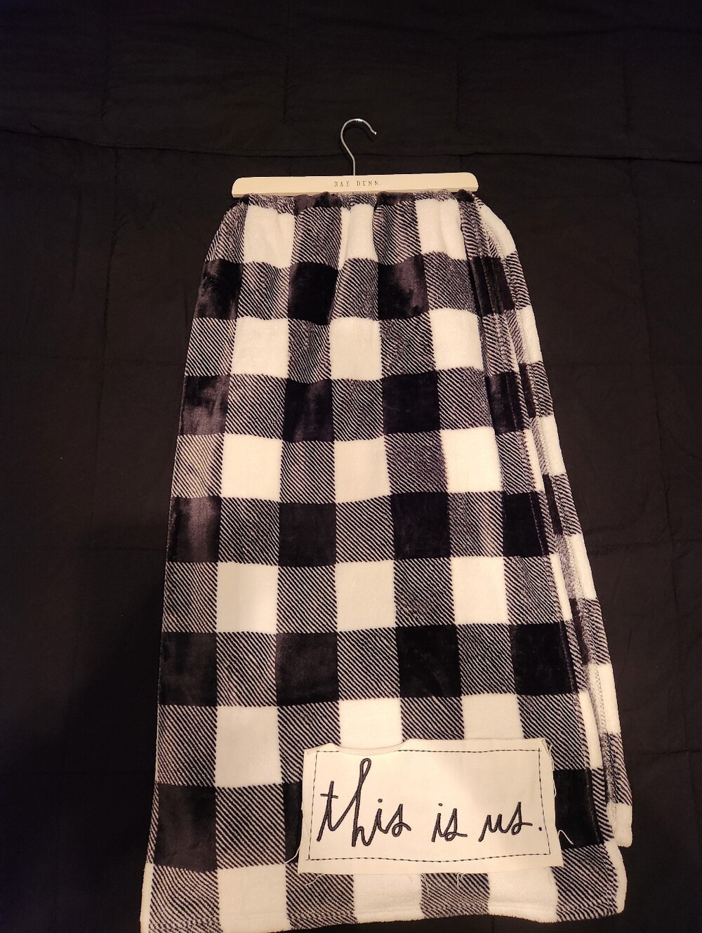 Brand New Rae Dunn Black and White Buffalo Plaid This Is Us Throw Blanket